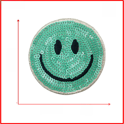 Cross-border sparkling embroidery round smiling bead embroidery beads embroidery fabric patch clothing accessories decoration patch