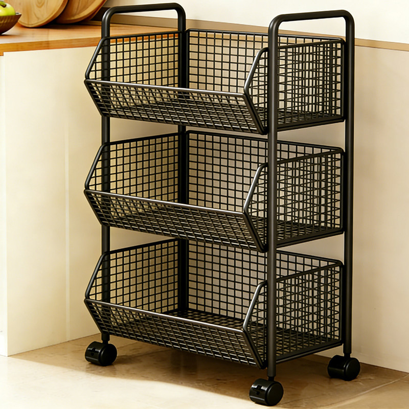 Kitchen Basket Storage Rack Multi-Layer Simple Floor-Standing Countertop Household Fruit and Vegetable Multifunctional Storage Trolley Kitchen Basket Storage Rack Multi-Layer Simple Floor-Standing Countertop Household Fruit and Vegetable Multifunctional Storage Trolley