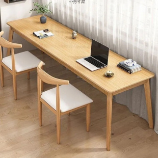 Style Solid Wood Long Double Computer Table Against the Wall Living Room Study Bedroom Table Rectangular Integrated Foreign Trade Wholesale