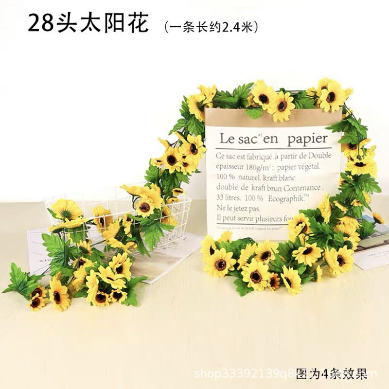 Boda flor artificial Rosa ratán flor artificial cama cabeza flor pared colgante hogar Decoración de la boda vid al por mayor