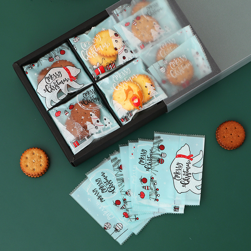 圣诞雪花酥包装袋巧克力糖果袋卡通多款式曲奇饼干袋磨砂机封袋