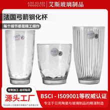 高诺钢化玻璃杯餐厅酒杯泡茶杯耐热咖啡杯果汁饮料杯蓝粉色水杯