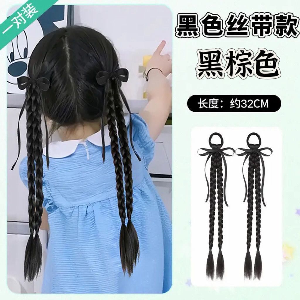 Cinta de lazo para niños Cola de caballo Estilo de ballet Pelo falso Trenzas largas Niña performance Tombro trenzado trenzado