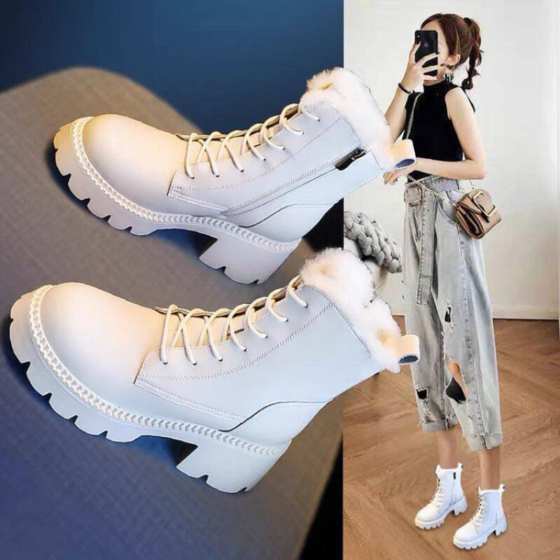 马丁靴女鞋2025新款短靴秋冬款加厚机车靴厚底加绒鞋子工厂批发