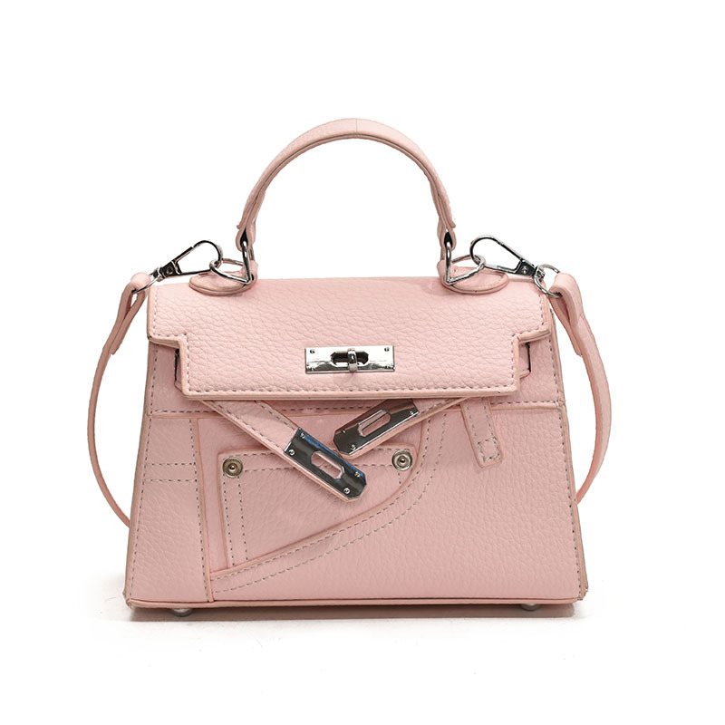 Bolso cuadrado pequeño Kelly portátil de moda de alta gama para mujer 2025 nuevo bolso de mensajero de un solo hombro con patrón de lichi de moda coreana