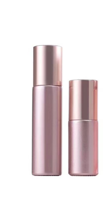 Botella de bola de rodillo de vidrio Rosa melocotón de 10ml sub-embalaje de aceite esencial Botella vacía cuentas de perfume de vidrio engrosado sub-botella portátil