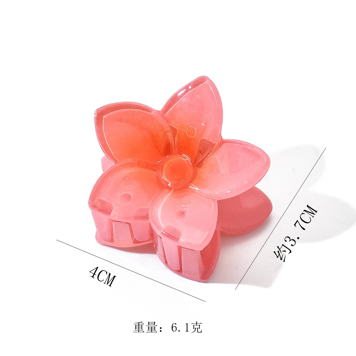 Horquilla de flor, color de flor puntiaguda, media corbata de tamaño mediano, agarre de pelo, pinza de cola de caballo alta, horquilla dulce esmerilada, hembra 4cm