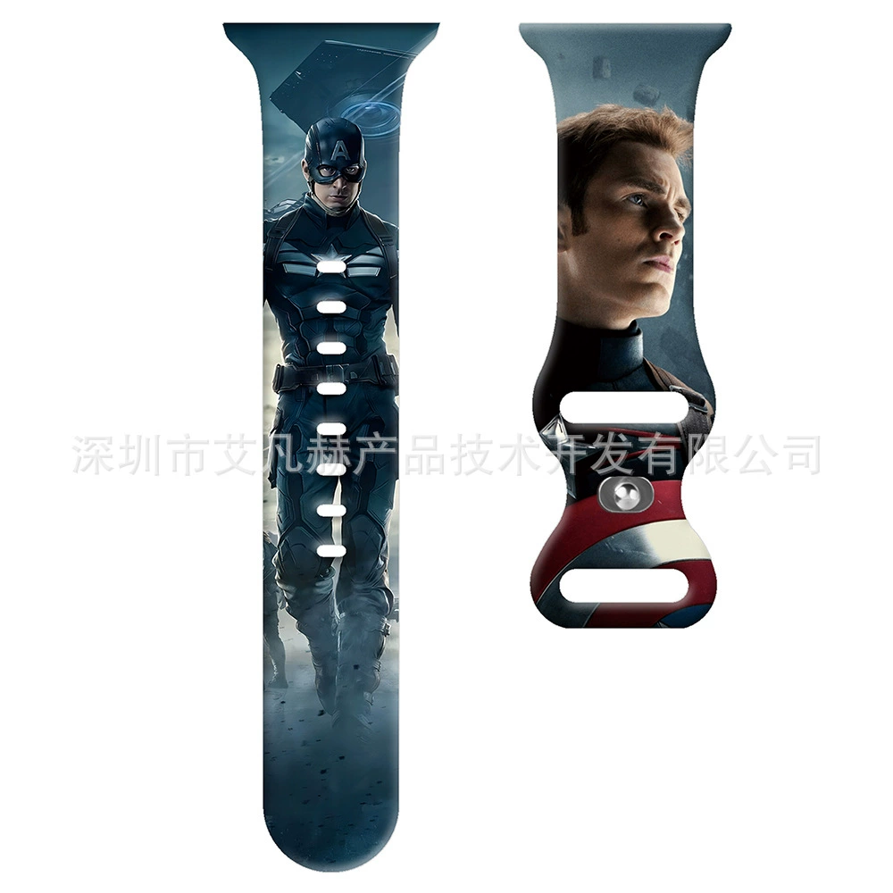 Apple, герои, силиконовая стропа для часов, Marvel, Капитан Америка, Бэтмен