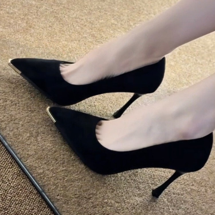 Genuine Leather High-Heeled Shoes for Women with Thin Heels, 2026 Spring and Autumn Black Sexy Pointed-Toe Comfortable Professional Formal Shoes Genuine Leather High-Heeled Shoes for Women with Thin Heels, 2026 Spring and Autumn Black Sexy Pointed-Toe Comfortable Professional Formal Shoes