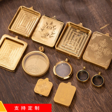 透明双面唐卡嘎乌盒吊坠圆形不锈钢玻璃相盒拧丝可打开朱砂瓶吊坠