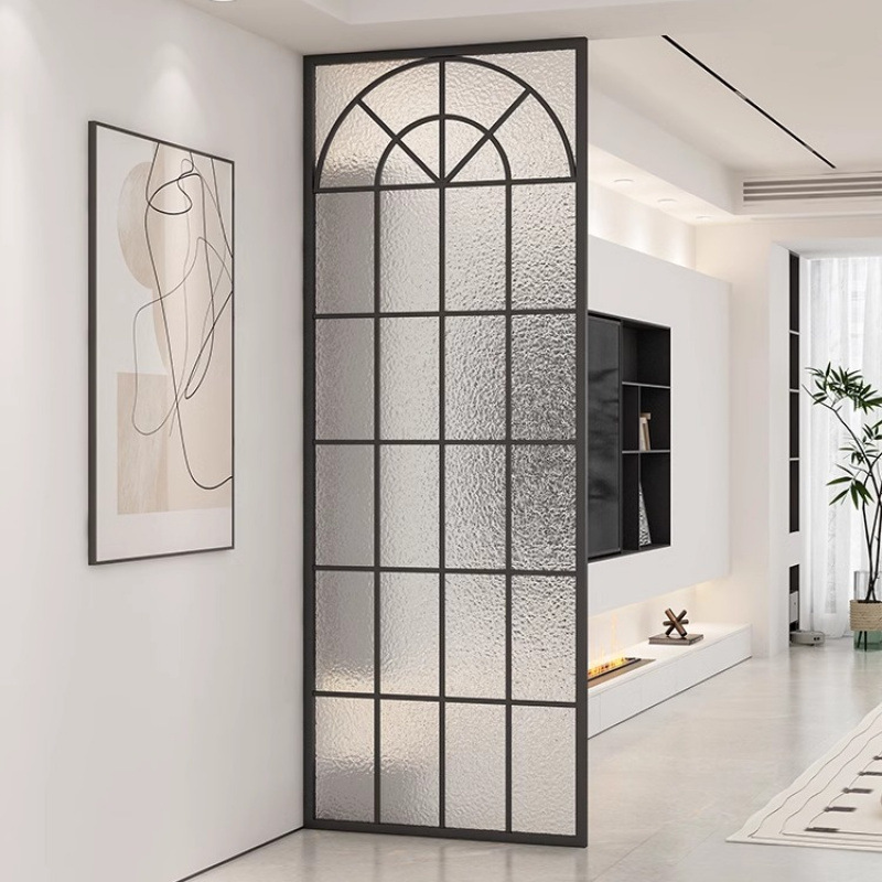 French Cream Style Restaurant Retro Partition Entrance Iron Stainless Steel Changhong Glass Screen Blocking Wall