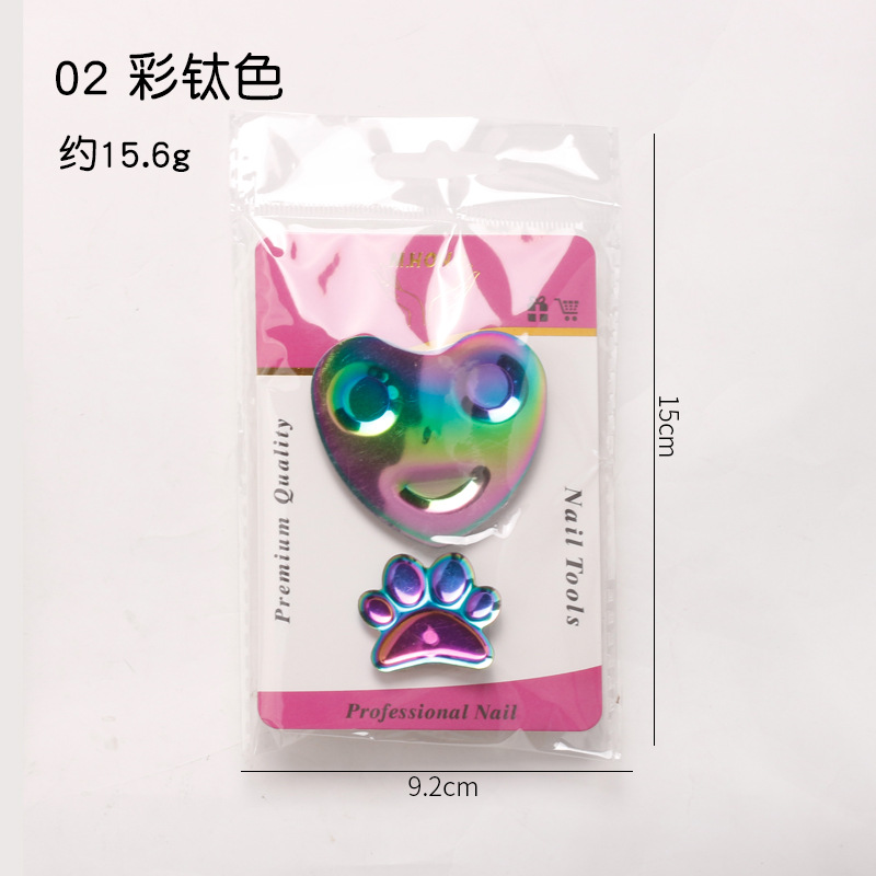 Venta caliente transfronteriza de uñas anillo de acero inoxidable paleta de color chapado en titanio multi-forma anillo de uñas tatuaje bordado pigmento placa