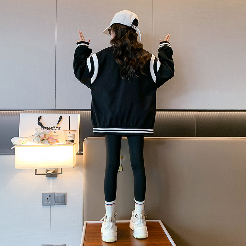 Girls' clothing 2024 Spring and Autumn style outerwear, stylish girls' casual baseball jacket, autumn clothes, 8 trendy,_voghion.com