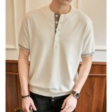 ZH8106-MW夏季百搭T恤休闲短款男装老钱风通勤针织短袖OLO衫，男装针织衫/毛衣，星座614