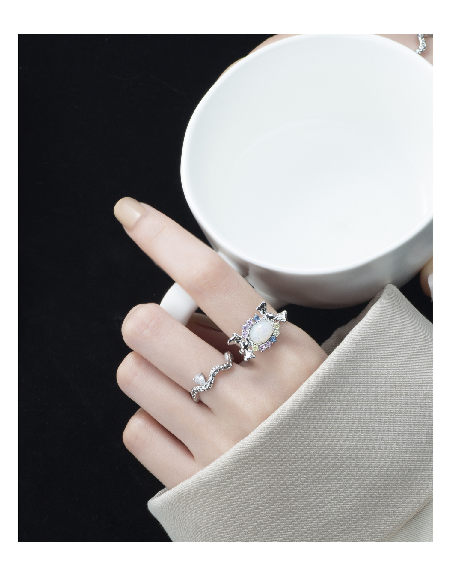 Fashion Bow Knot Copper Plating Inlay Artificial Gemstones Zircon Rings 1 Piece