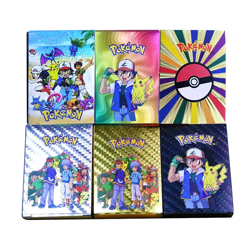 Коллекционные карточки Pokémon из ПВХ с золотым тиснением для трансграничных битв, в наличии