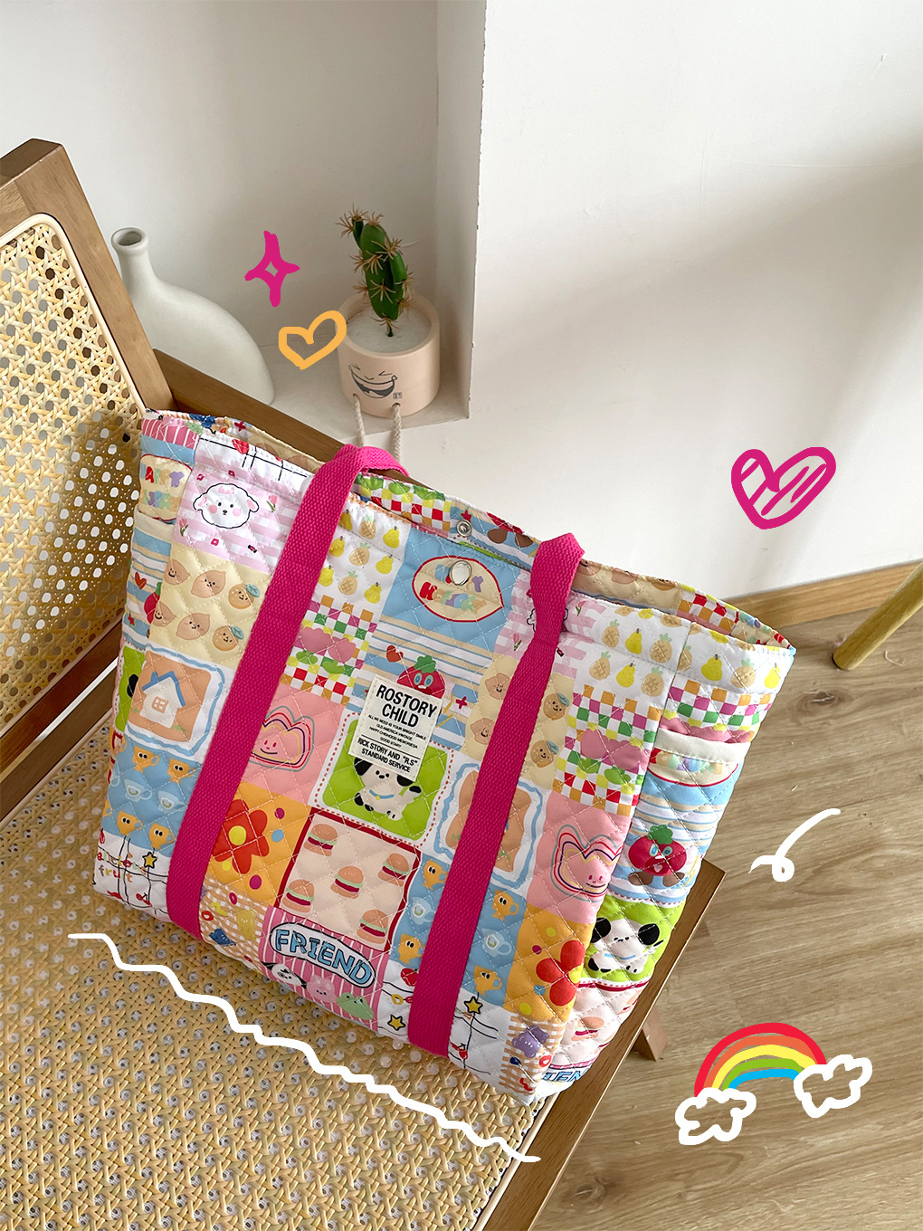 Bolso de la momia portátil de gran capacidad bolso de confinamiento de la madre y el bebé glutinoso suave bolso de hombro ligero estilo coreano ins bolso floral acolchado