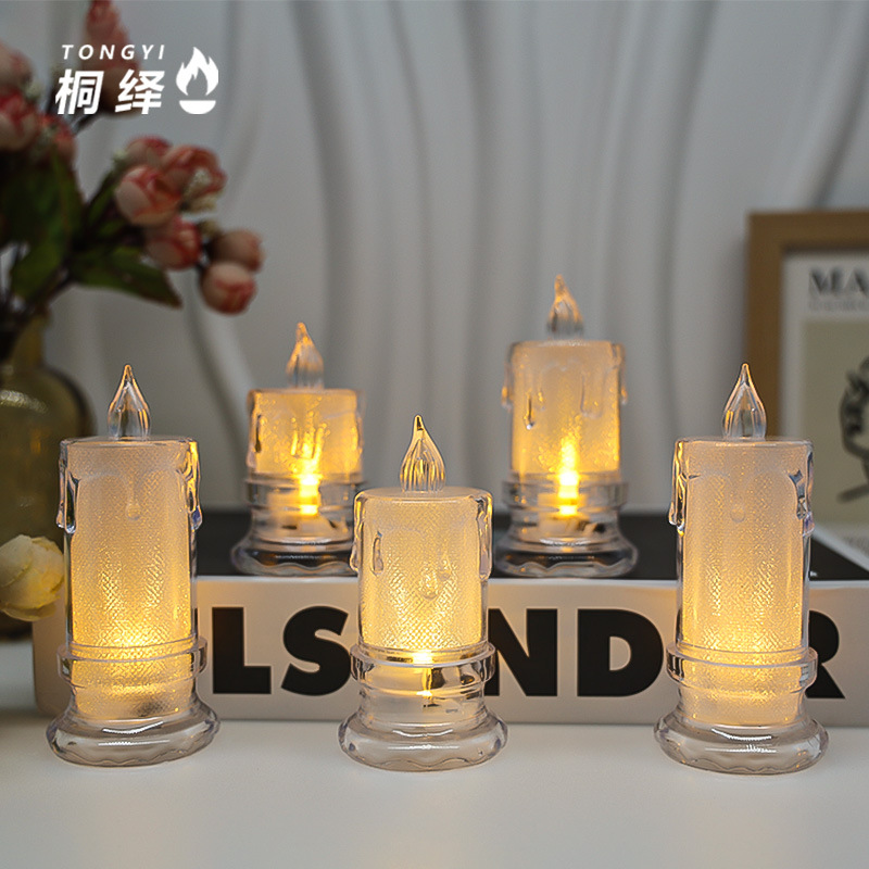 New transparent tears with base simulation LED electronic candle ins Wind luminous creative birthday decoration night light