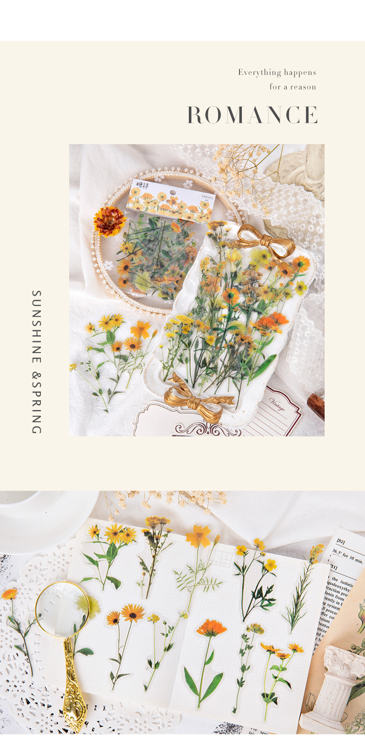 Mixed materials Material 1 Set Flower Class Learning Mixed Materials Vintage Style Stickers