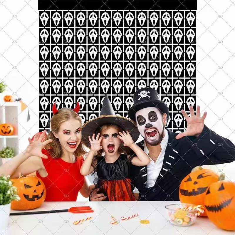 クロスボーダー新しいハロウィンポジショニングゴーストフェイス背景カーテンホリデーパーティーホラーテーマドレスアップ吊り下げ装飾|undefined