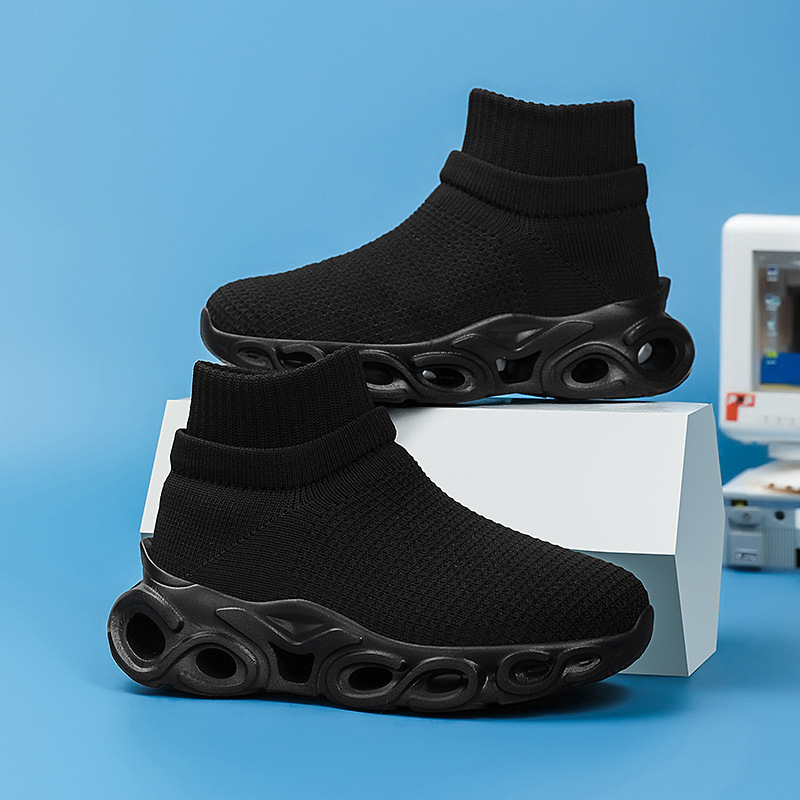 Transfronterizos niños zapatos deportivos de tela de vuelo primavera y verano nuevos niños y niñas malla transpirable ligera universal zapatos de calzado de tela de un pie