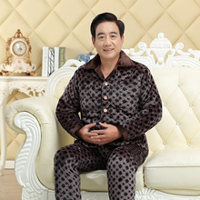 一件代发睡衣冬季男士三层夹棉加厚法兰绒水晶加绒现货中老年外穿
