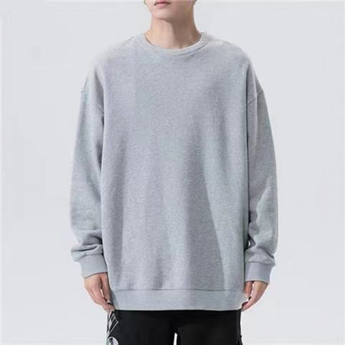 Men's thin round neck pullover hoodie, pure color, spring and autumn season, pure color trend, loose and versatile casual outerwear