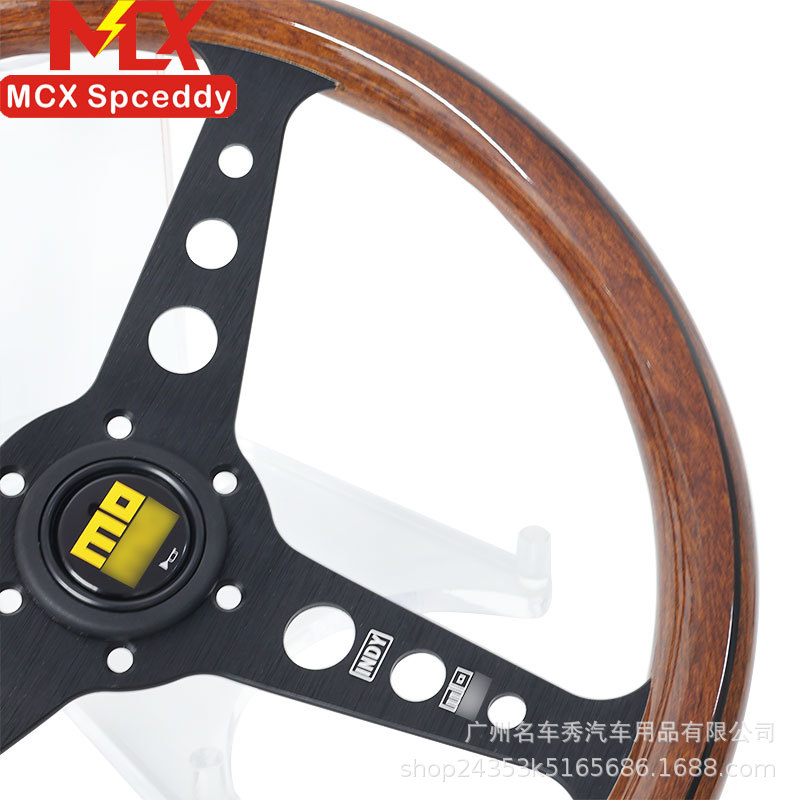 Factory Direct Sales Car Modified Mahogany Classic Steering Wheel 14inch Black Line Flat Competitive Universal Steering Wheel