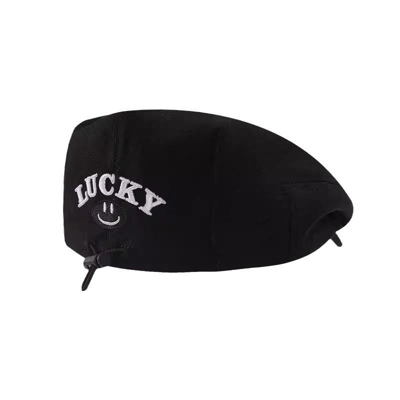 Sombreros de bebé primavera y otoño Boinas para niños, gorras de piel de melón bordadas, sombreros sonrientes, sombreros de tendencia versátiles