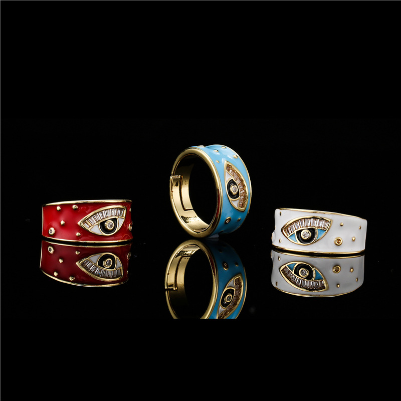 Fashion Color Oil Dripping Devil's Eye Adjustable Ring display picture 2