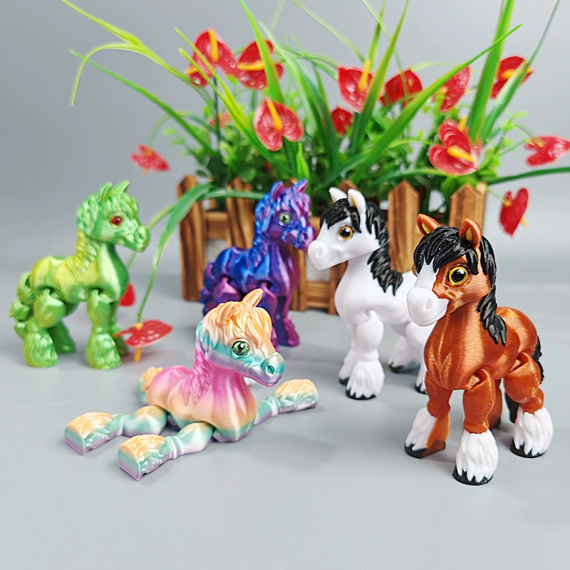 3D-печатная модель пони, хит продаж, с реалистичными глазами, фигурка пони, подвижная модель животного с подвижными суставами, украшение, подарочная игрушка