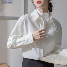 白色长袖叠穿衬衫女秋冬新款时尚休闲设计感通勤百搭上衣内搭衬衣