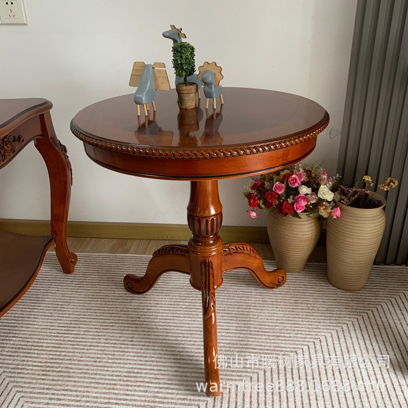 Factory Direct European-style solid wood coffee table antique coffee table small round table telephone round coffee table corner table American side table