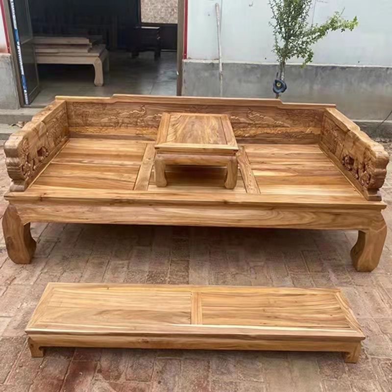 Old Elm Wood Luohan Bed Solid Wood New Chinese Style Furniture Sleeping Couch Multi-functional Homestay Living Room Tatami Sofa Bed Guifei