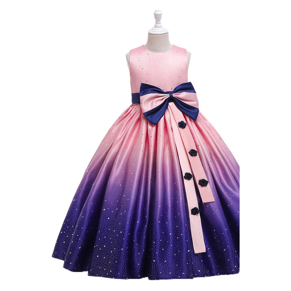 Vestido de princesa europea y americana vestido de niña anfitrión pasarela cumpleaños estilo occidental vestido de gradiente vestido de los niños