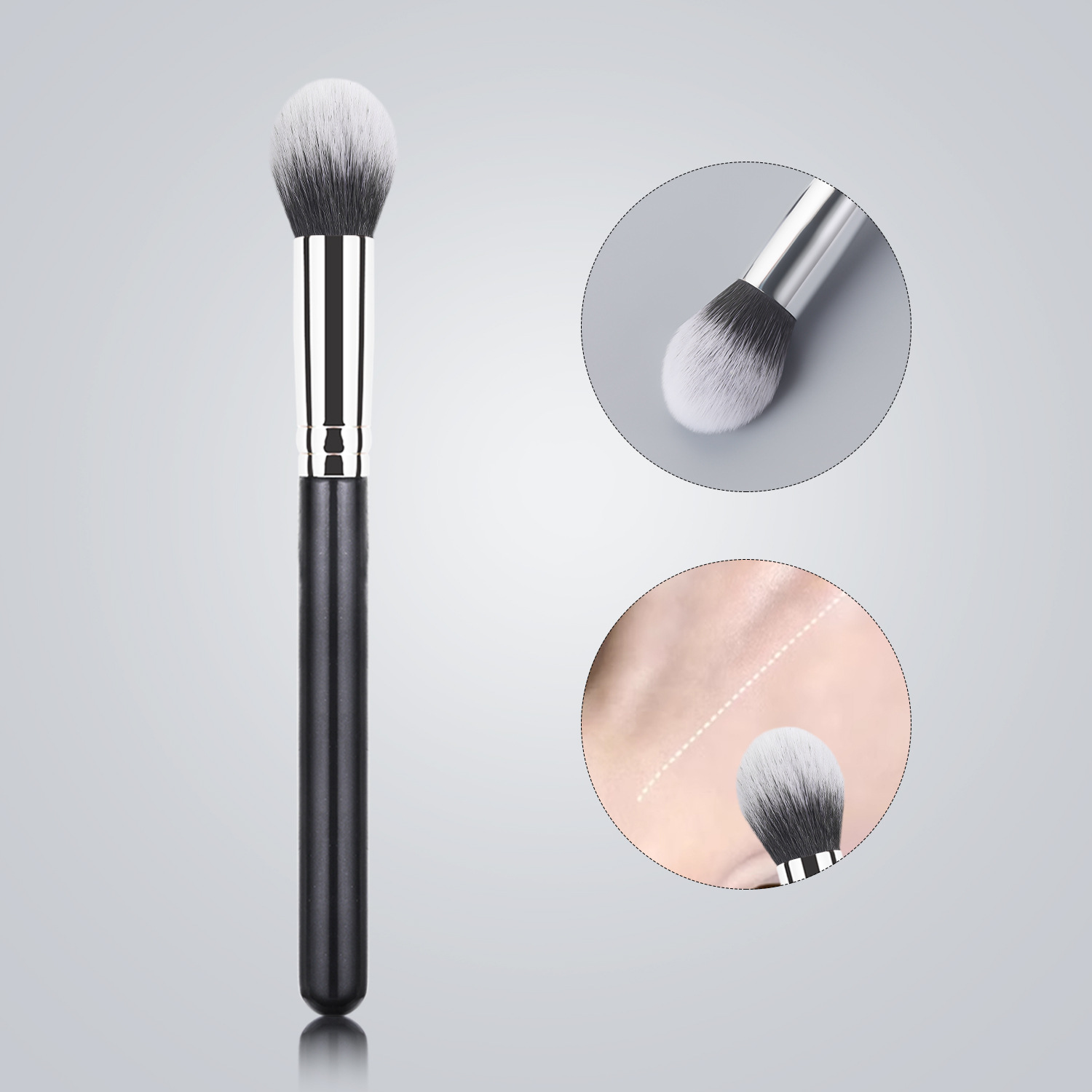 Sombra solo cepillo de maquillaje de alta calidad grande cepillo suelto cepillo de La Fundación cepillo de sombra de ojos cepillo en forma de abanico belleza