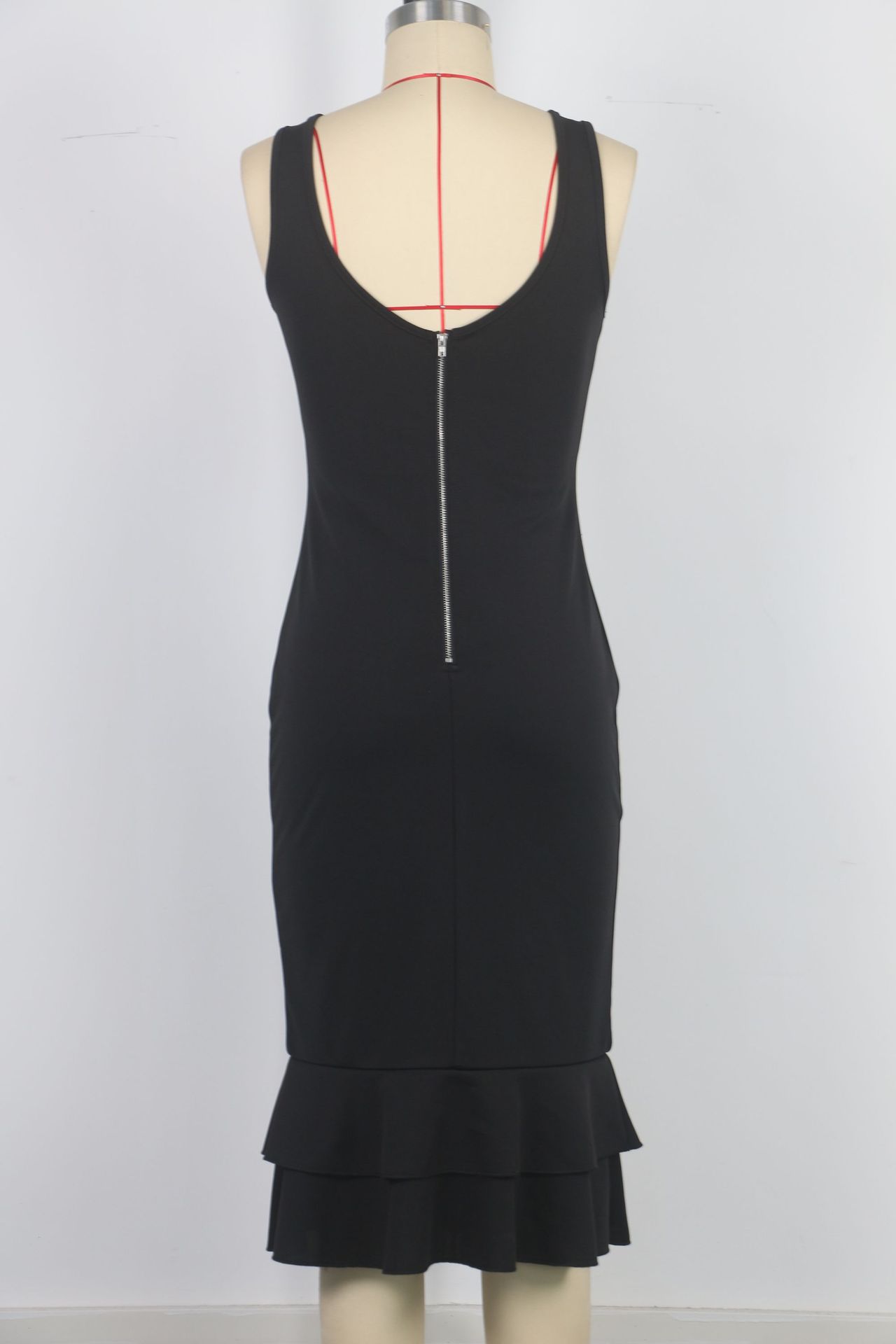 V neck Fishtail Backless Lady Sexy Dress Black Tight Evening Dress Party Dress