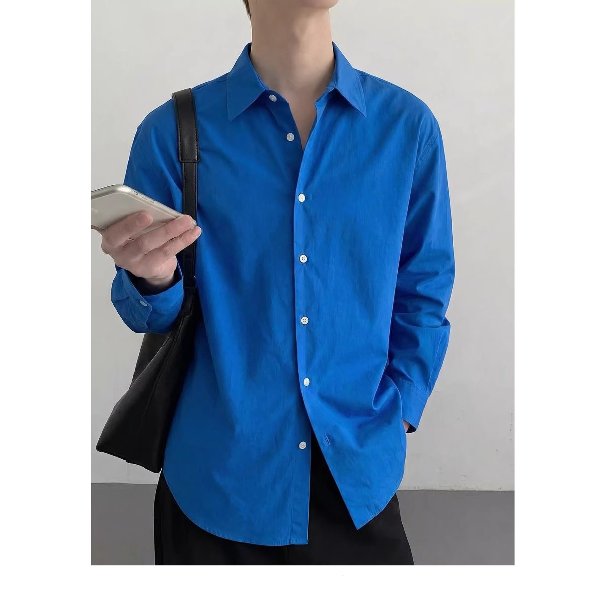 Cleanfit Klein Blue Long-Sleeve Shirt for Men - Summer Style, High-End, Chic, Relaxed, Sun Protection Shirt/Jacket