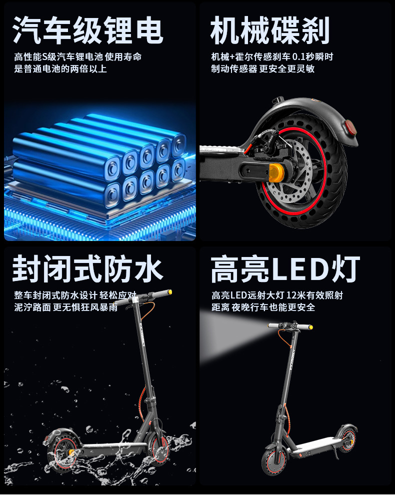 Hezzo electric scooter adult 3-speed adjustable foldable portable urban commuter scooter factory direct sales