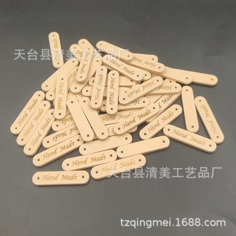 35*8mm beige/marrón decorativo signo placa de madera botón hecho a mano madera signo 50 unidades un paquete