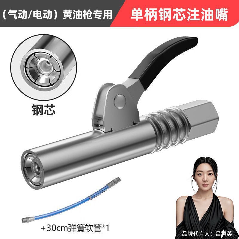 단일 핸들 스틸 코어 그리스 노즐 + 30cm 호스