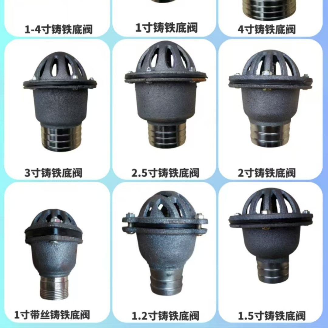 水泵底阀止回阀加厚铸铁汽油机抽水机1.5寸2寸3寸过滤龙头莲蓬头