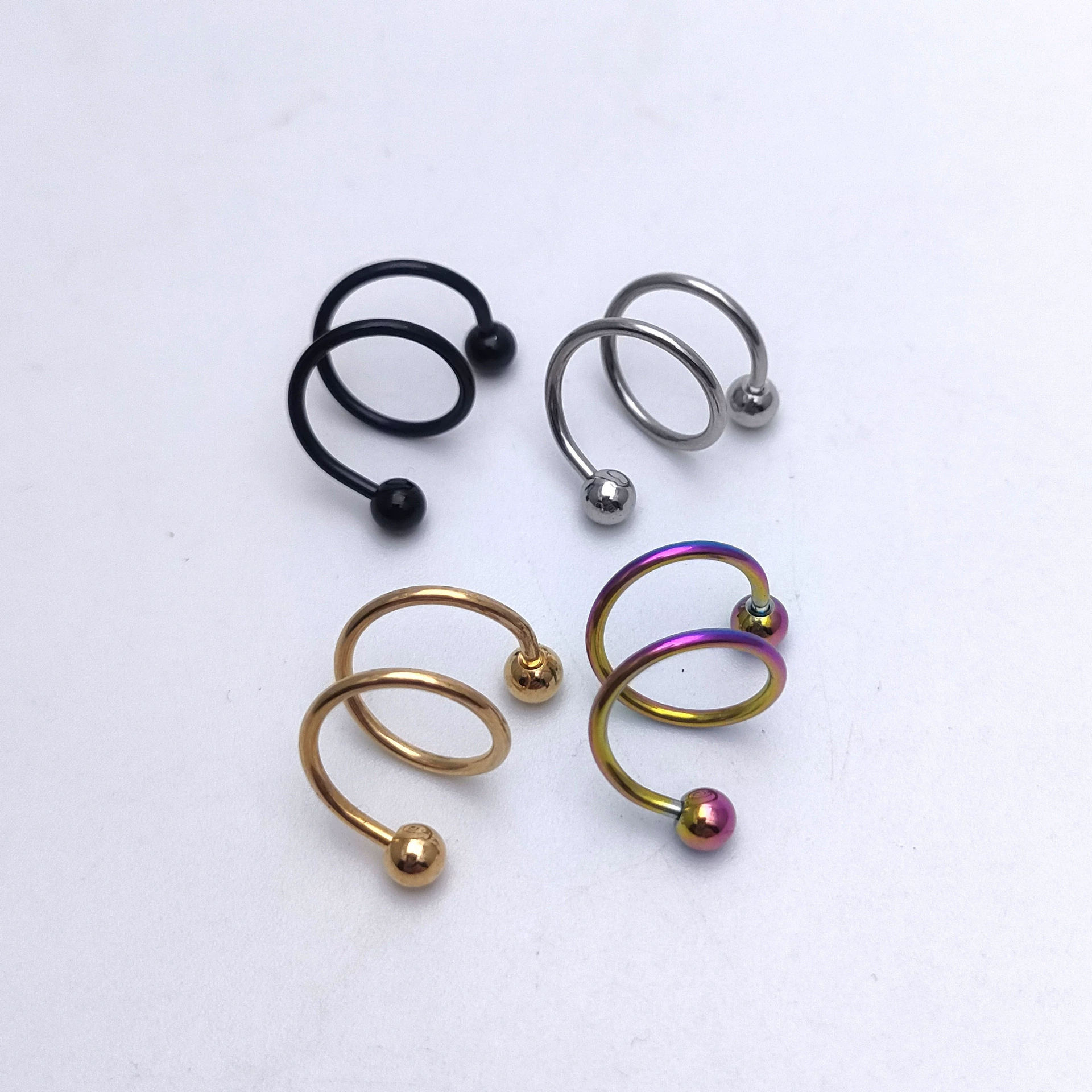 Клипса для уха (ear cuff) из нержавеющей стали, для пирсинга губ, диаметр 1,2 мм, 8/10 мм, шарик 3/4 мм