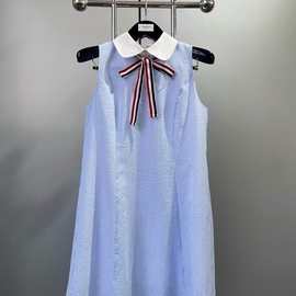 高定现货2025新款清新甜美海盐蓝清爽显白娃娃裙连衣裙时尚百搭