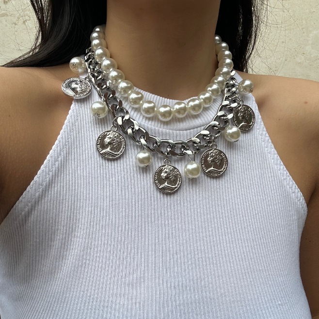 Retro Human Alloy Cuban Link Chain Curb Chain Statement Necklaces Wholesale display picture 7