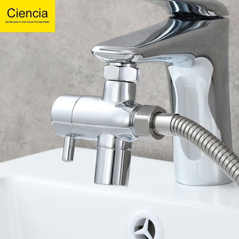 ciencia kedelin bathroom basin faucet bubbler water separator one-in-two-out with water shutoff valve