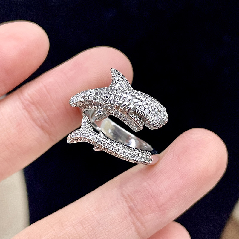 Wholesale Fashion Shark Copper Plating Inlay Zircon Adjustable Ring display picture 10