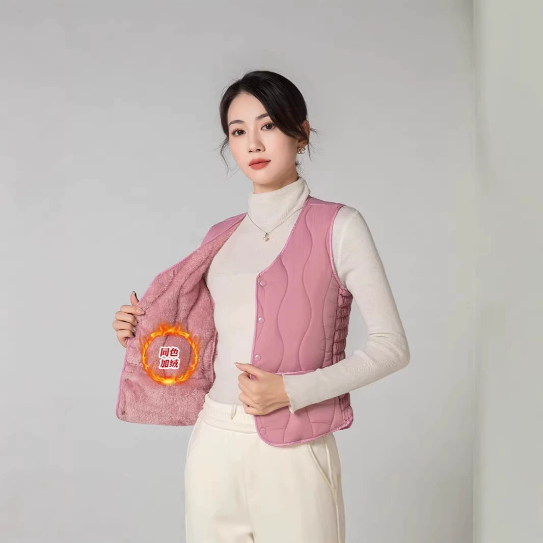 Женский жилет, новая модель 2025 года, хит продаж, на флисовой подкладке, утолщенный, теплый, в корейском стиле, приталенный, универсальный, модный жилет для женщин, для ношения под одеждой