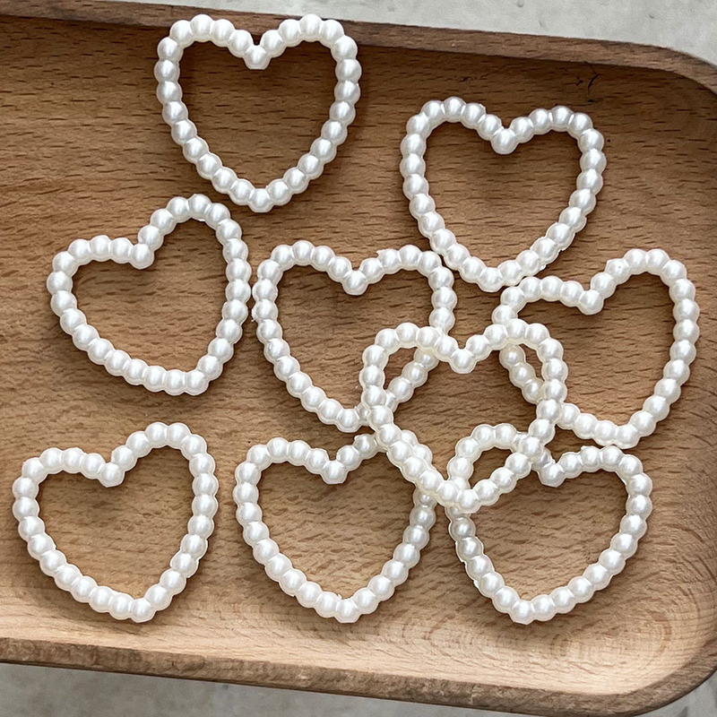 Hollow Heart with Holes Abs Imitation Pearl DIY Bag Hanging Mobile Phone Chain Door Curtain Beading Material Straight Hole Peach Heart Decoration