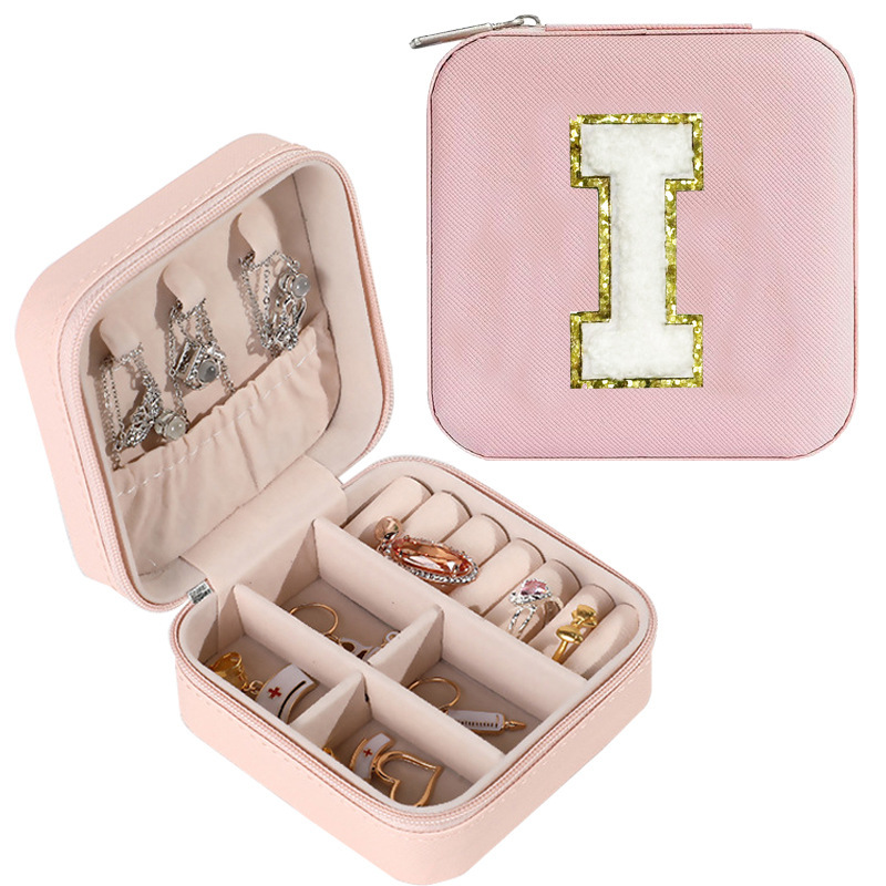 Cross-border de cuero Stud pendientes de gran capacidad de la joyería de la caja de la joyería del anillo caja de almacenamiento portátil